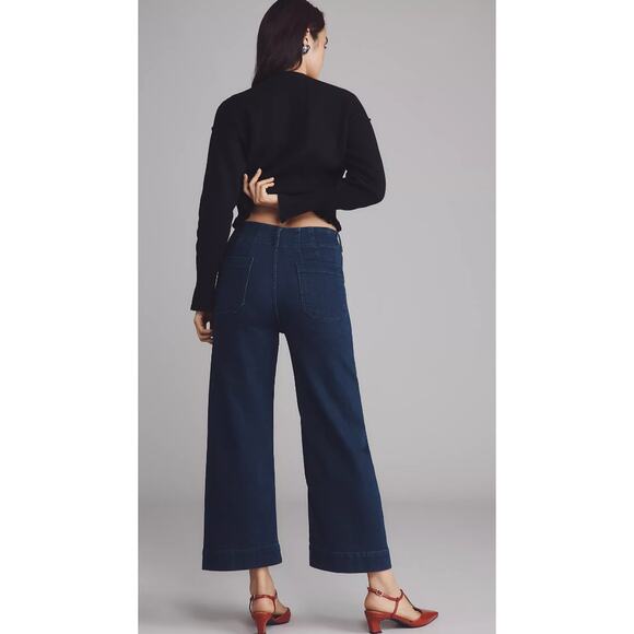 NWT The Colette Crop High-Rise Wide-Leg Jeans by Maeve Anthrologie - Picture 3 of 8